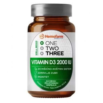 One Two Three vitamin D3 2000 IJ 60 kapsula