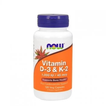 NOW vitamin D-3 1000 IJ + K-2 45mcg 120 kapsula