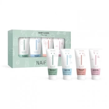 Naif mini set (šampon, gel za kupanje, negujuća krema, losion za telo) 4x15ml