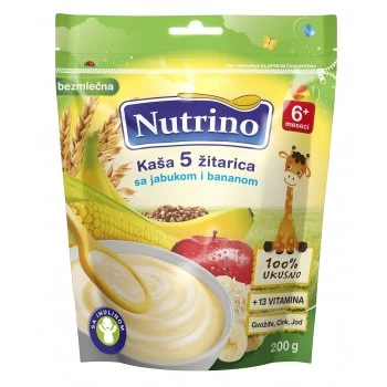 Nutrino bezmlečna kaša 5 žitarica sa jabukom i bananom 200g