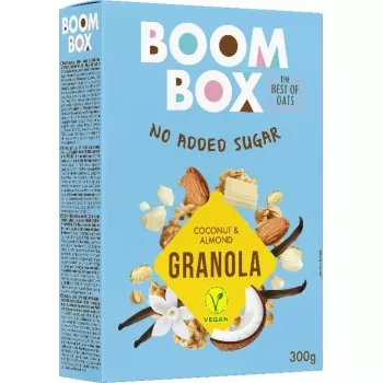 Boom Box ovsena granola Kokos-badem-bela čokolada-vanila 300g