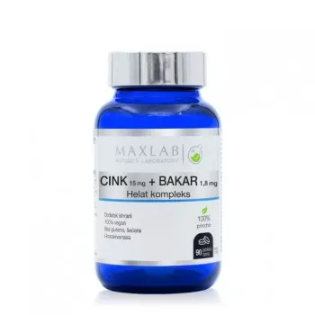 Maxlab Cink 15mg + Bakar 1,8mg Helat kompleks 90 tableta