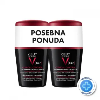 VICHY DEO DUO ROLL-ON 96H CLINIC CONTROL 2x50ML