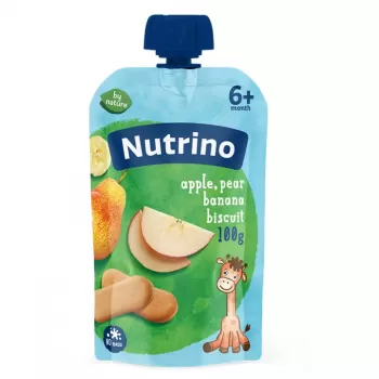 NUTRINO VOĆNI PIRE - JABUKA I BANANA SA KEKSOM 100G
