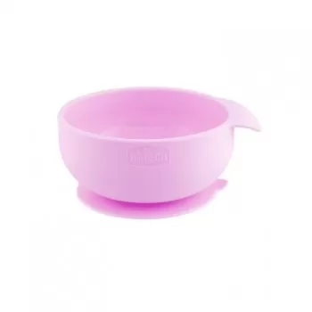 Chicco vakumski silikonski tanjir 6m+ rozi