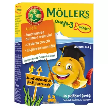 Möller's Omega-3 Jelly Fish gumene ribice narandža 36 kom