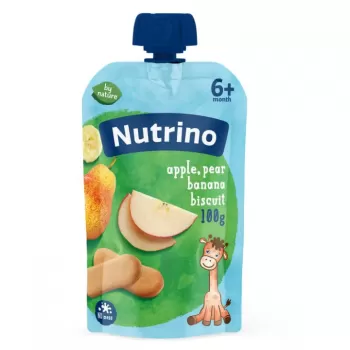 Nutrino voćni pire jabuka, kruška, banana i keks 100g
