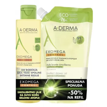 A-Derma Exomega Control ulje za tuširanje 500ml + eco refill 500ml