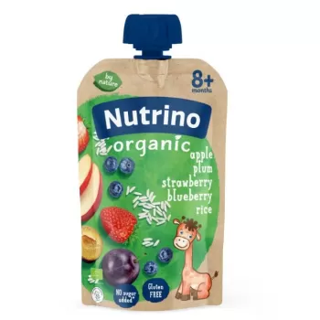 Nutrino Organic pauč jabuka, šljiva, jagoda, borovnica i pirinač 100g