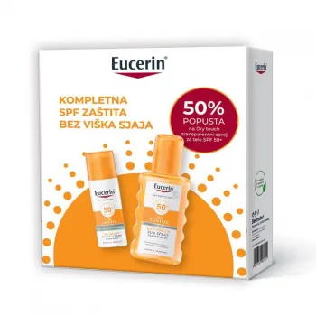 Eucerin Sun set: Oil Control SPF50+ 50ml + Oil Control Dry Touch sprej SPF50+ 200ml