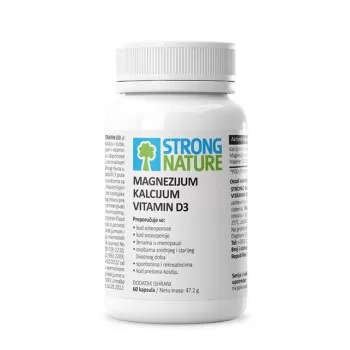 Strong Nature Magnezijum + Kalcijum + Vitamin D3 60 kapsula