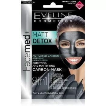 Eveline Facemed+ Matt Detox maska za lice sa aktivnim ugljem 2x5ml