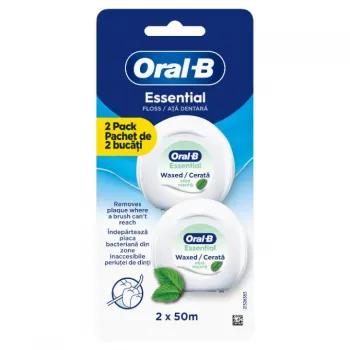 Oral-B Essential voskirani konac za zube mint 2x50m