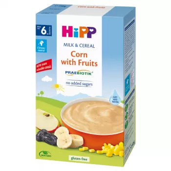 Hipp Instant kaša mleko i žitarice kukuruz sa voćem 250g