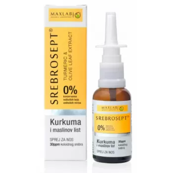 Srebrosept sprej za nos i sinuse kurkuma i maslinov list 30ml Maxlab