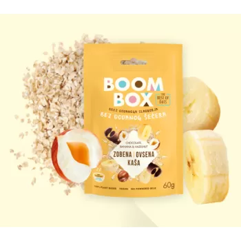 Boom Box ovsena kaša sa bananom, čokoladom i lešnicima 60g