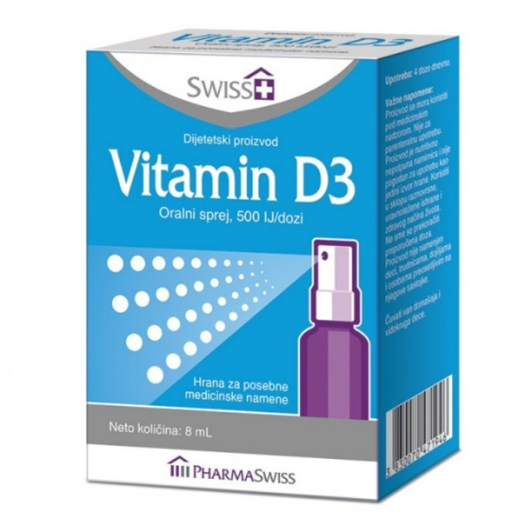 Swiss + Vitamin D3 sprej 500IU 8ml
