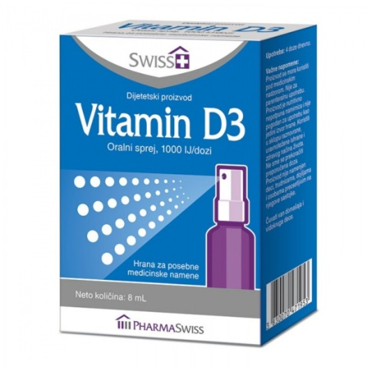 Swiss + Vitamin D3 sprej 1000IU 8ml