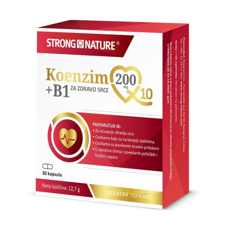 Strong Nature koenzim Q10 200mg + vitamin B1 30 kapsula