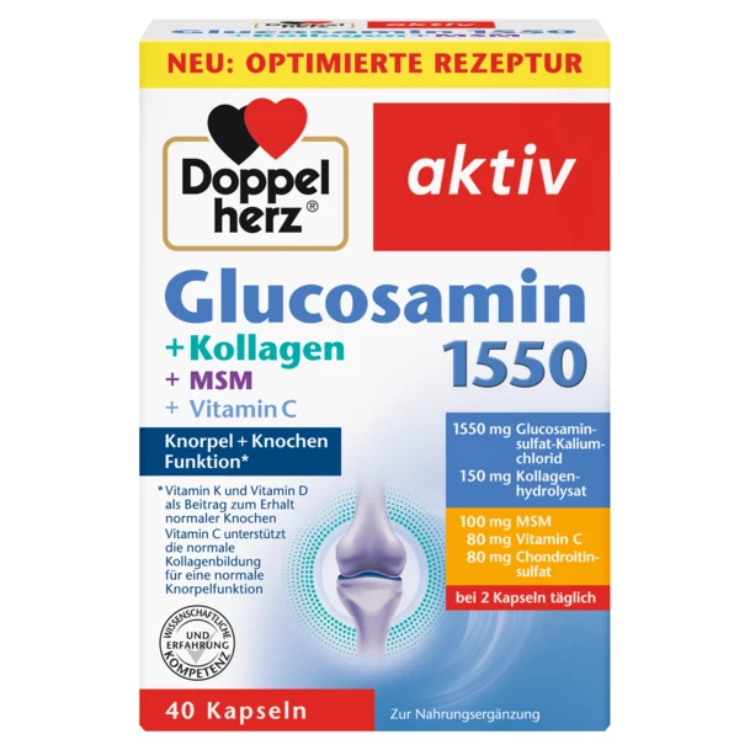 Doppelherz Aktiv Glukozamin 1550 + kolagen + MSM + vitamin C 40 kapsula