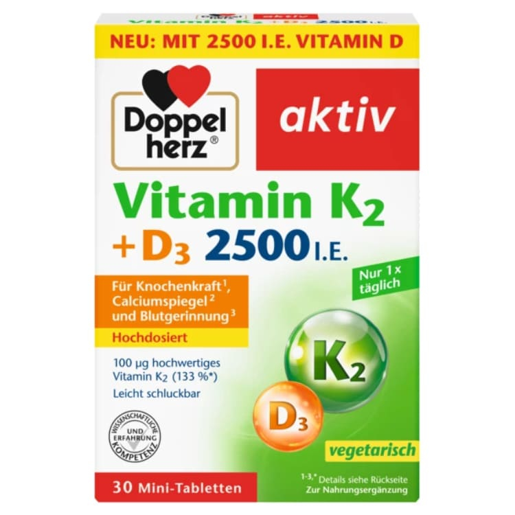 Doppelherz Aktiv Vitamin K2 + D3 2500 IJ 30 tableta