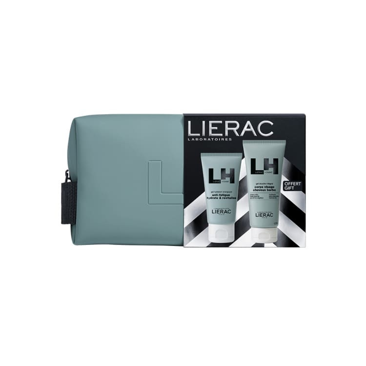 Lierac Homme set gel za hidrataciju lica 50ml i gel za tuširanje 200ml sa neseserom