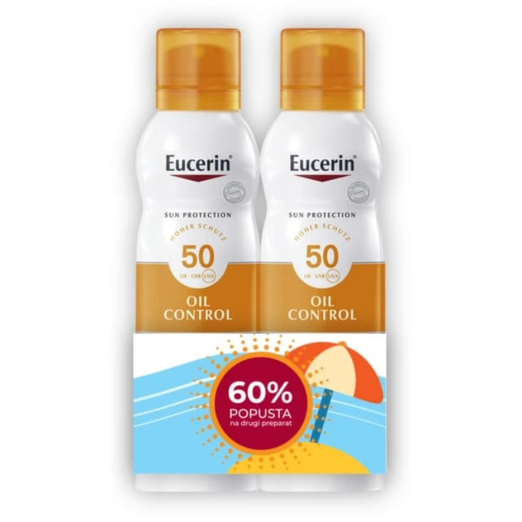 Eucerin Sun Oil Control Dry Touch sprej SPF50+ 2x200ml