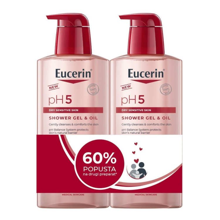 Eucerin pH5 gel i ulje za tuširanje 2x400ml