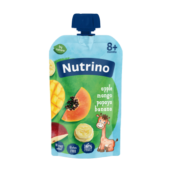 NUTRINO VOĆNA KAŠA PIRE OD JABUKE, MANGA, PAPAJE I BANANE 100G 8M+