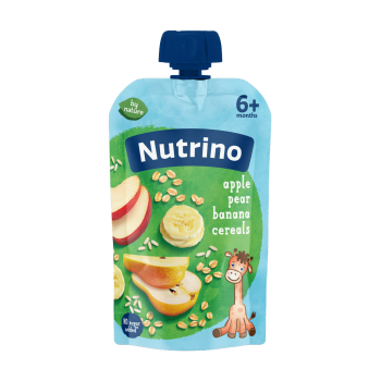 NUTRINO VOĆNA KAŠA PIRE OD JABUKE, KRUŠKE I BANANE SA ŽITARICAMA 100G 6M+