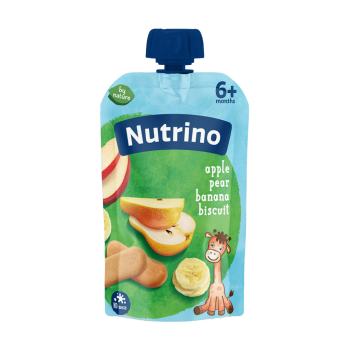 NUTRINO VOĆNA KAŠA PIRE OD JABUKE, KRUŠKE I BANANE SA KEKSOM 100G 6M+