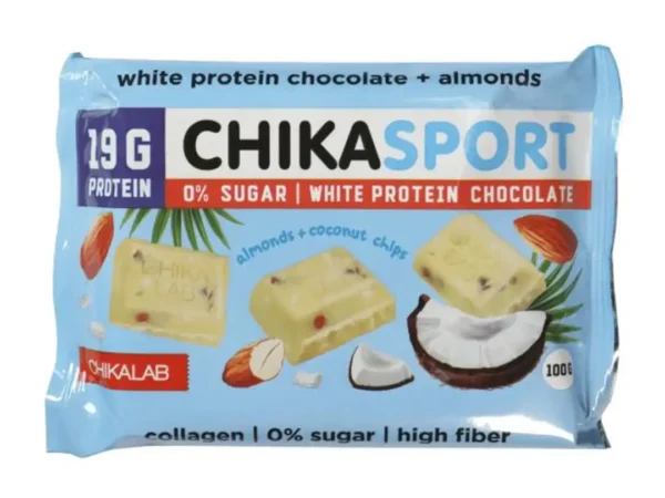 Chikalab Chikasport bela čokolada sa bademom i kokosom 100g