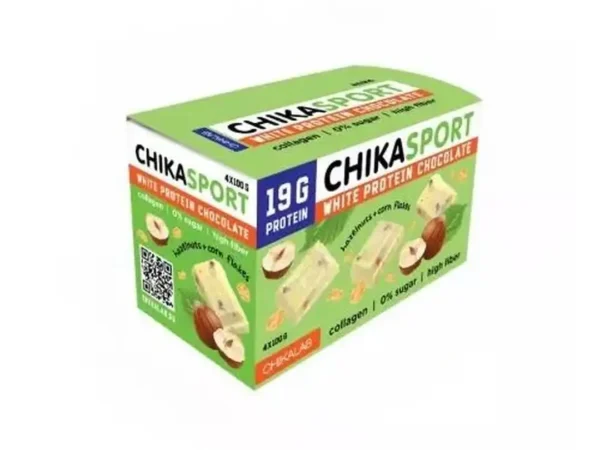 Chikalab Chikasport bela čokolada sa lešnikom i kukuruznim pahuljicama 100g
