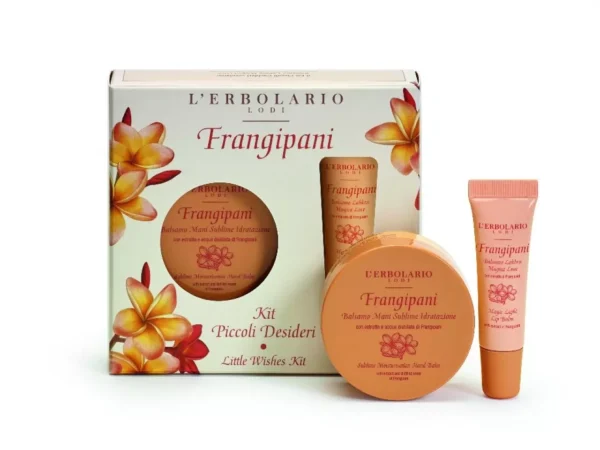 L'Erbolario Frangipani set balzam za usne 10ml i krema za ruke 75ml