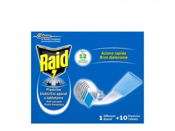 Raid električni aparat + 10 tableta protiv komaraca