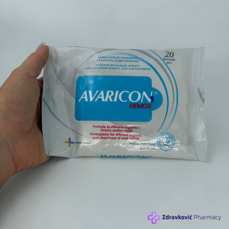 AVARICON VLAŽNE MARAMICE PROTIV HEMOROIDA 20kom