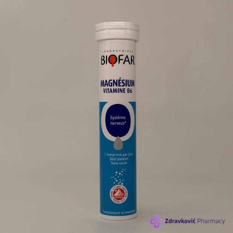 BIOFAR MAGNEZIJUM+B6+B2 -20 šumećih tableta