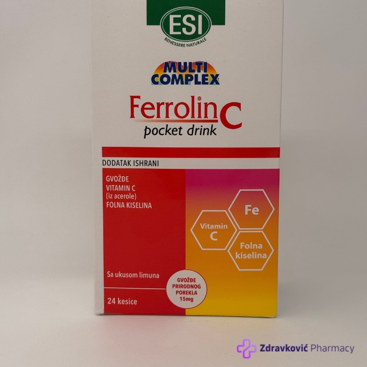 ESI Ferrolin C pocket drink, 24 kesice