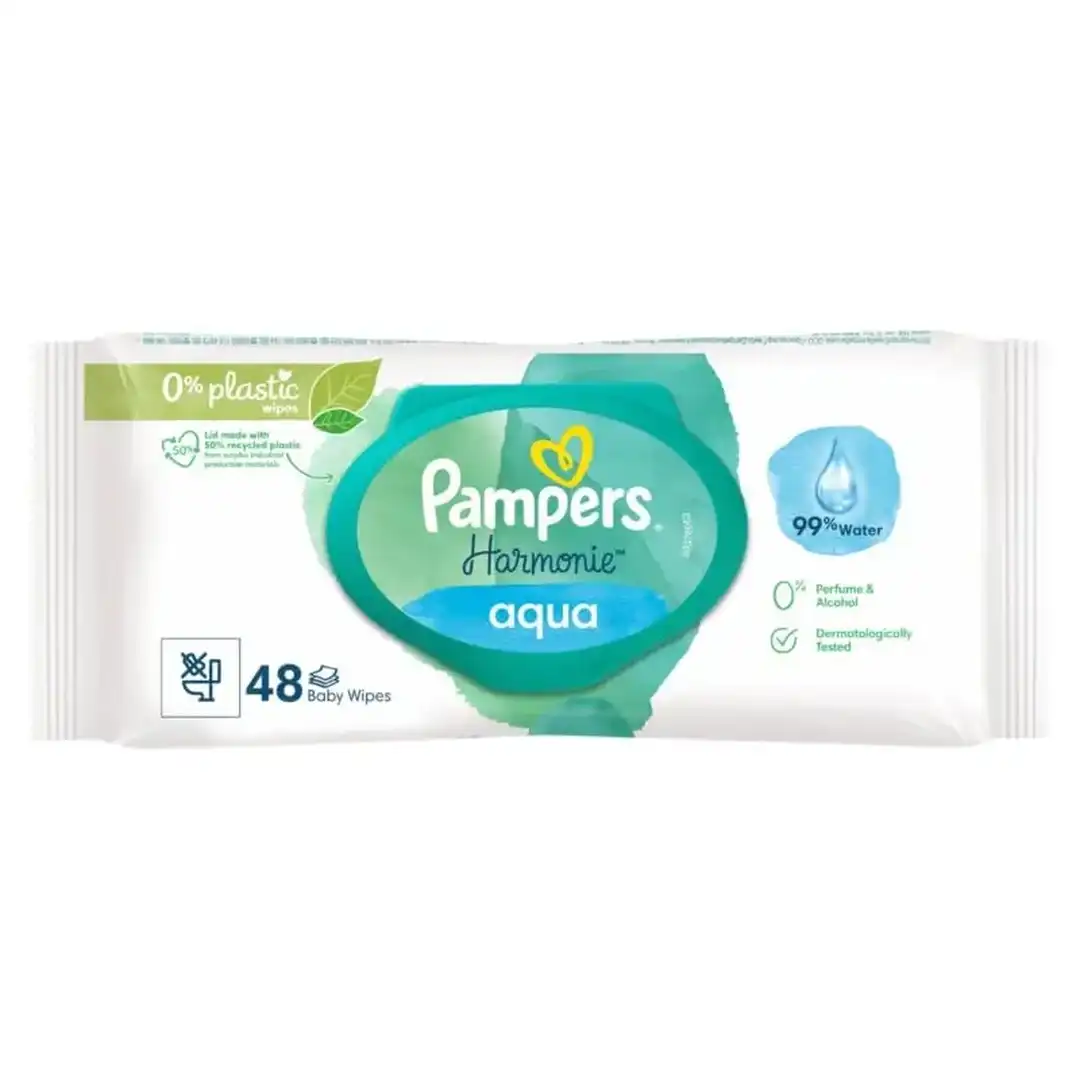 Pampers harmonie vlažne maramice 99% voda, 48 komada