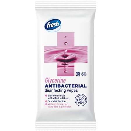 Fresh antibakterijske vlažne maramice 15 kom