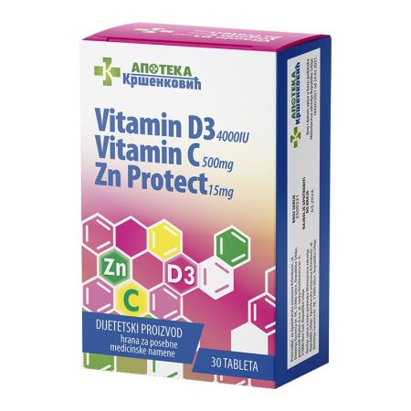 Kršenković Protect vitamin D3 4000 IJ + vitamin C 500mg + cink 15mg tablete