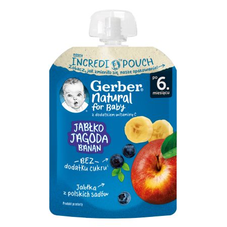 Gerber voćni pire jabuka, borovnica i banana 80g