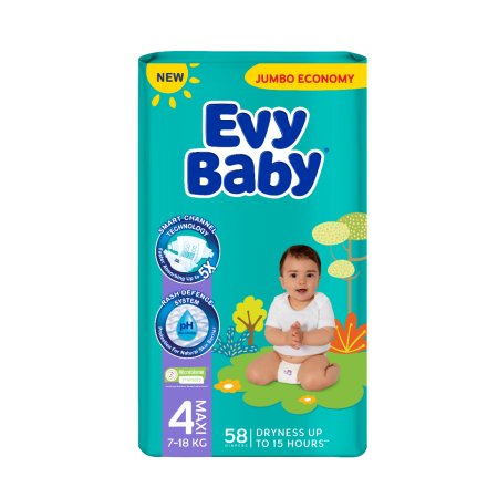 Evy Baby pelene Jumbo 4 Maxi 8-18kg 58 komada