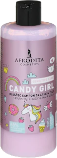 Afrodita Candy Girl dečji šampon za kosu i telo sa šljokicama 320ml