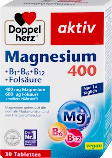 Doppelherz Aktiv Magnezijum 400 + B1 + B6 + B12 + folna kiselina 30 tableta
