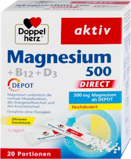 Doppelherz Aktiv Magnezijum 500 + B12 + D3 20 direkt kesica