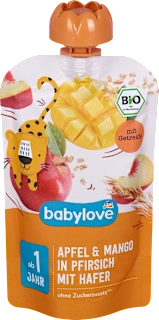 Babylove Voćni užitak jabuka i mango u breskvi sa ovsenim pahuljicama 100g