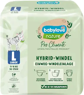 Babylove Nature Pro Climate Hybrid jednokratni ulošci za platnene pelene L 11-18kg 30 komada