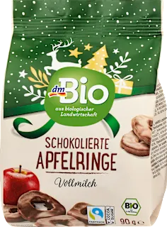 dmBio sušeni kolutovi jabuke u čokoladi 90g