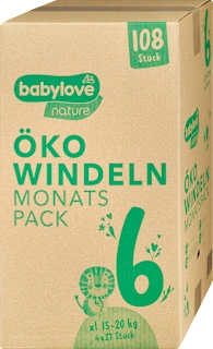 Babylove Nature pelene 6 XL 15-20kg 108 komada